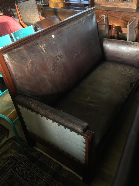 Wood & leather sofa